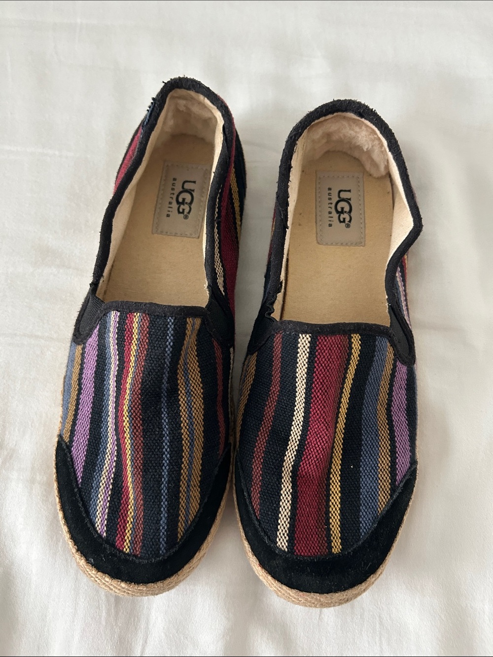 Ugg Shoes Size 7 Wilton Casual Slip On Multicolor Canvas Loafer Shoes,